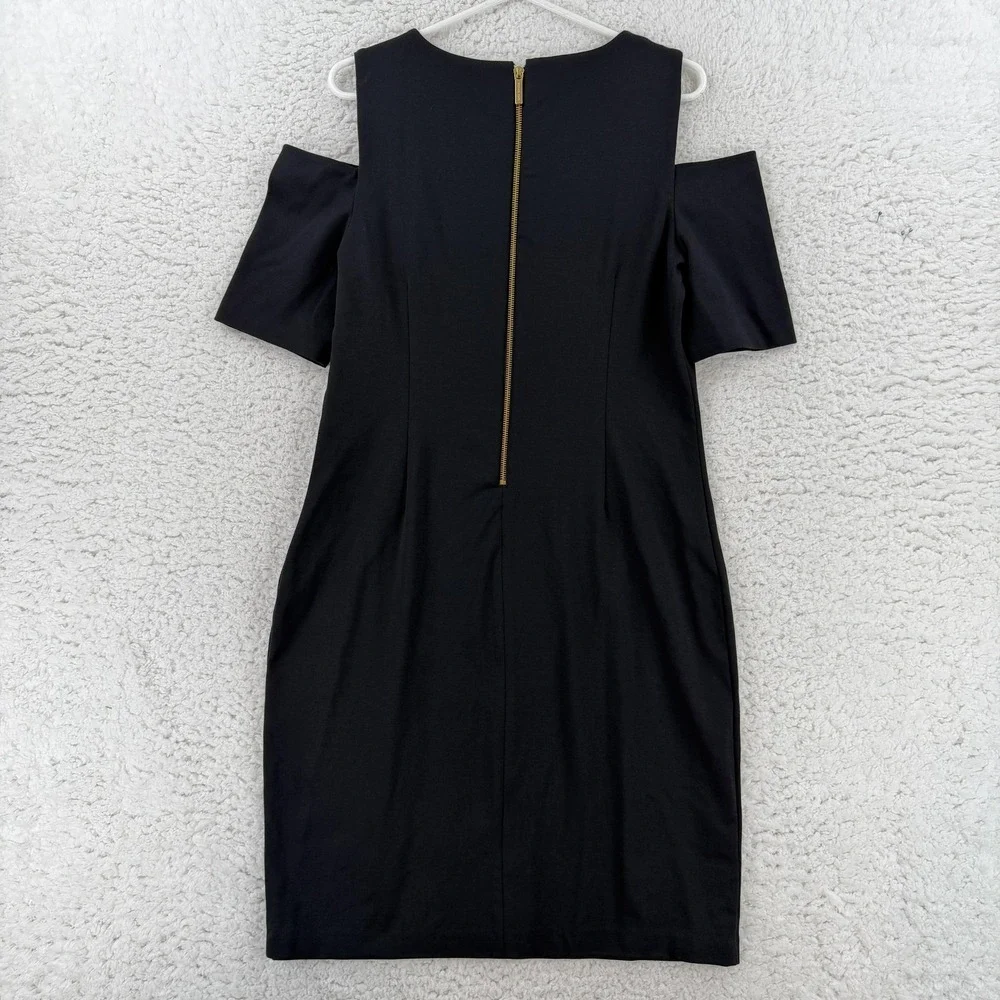 MICHAEL Michael Kors Dress Womens‎ Large Black Cold Shoulder Sheath Short Party